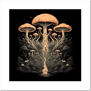 Surreal Fantasy World Psychedelic Mushroom Forest Posters and Art